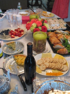 Lunch spread for my sister's bridal shower! That last slice of quiche was promptly finished by yours truly after this photo.